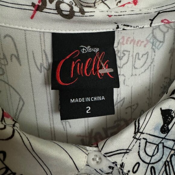 Torrid Disney cruella doodle button down necktie blouse plus size XX2 long sleev - Picture 6 of 16
